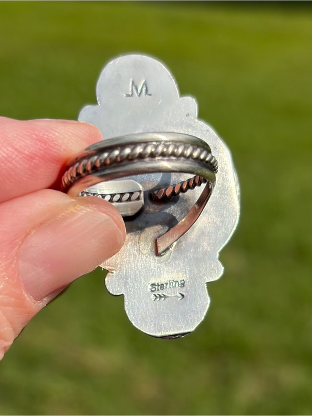 Juanita McDonald-Signed Unisex Golden Hills Turquoise Sterling Silver Ring - Picture 10 of 11